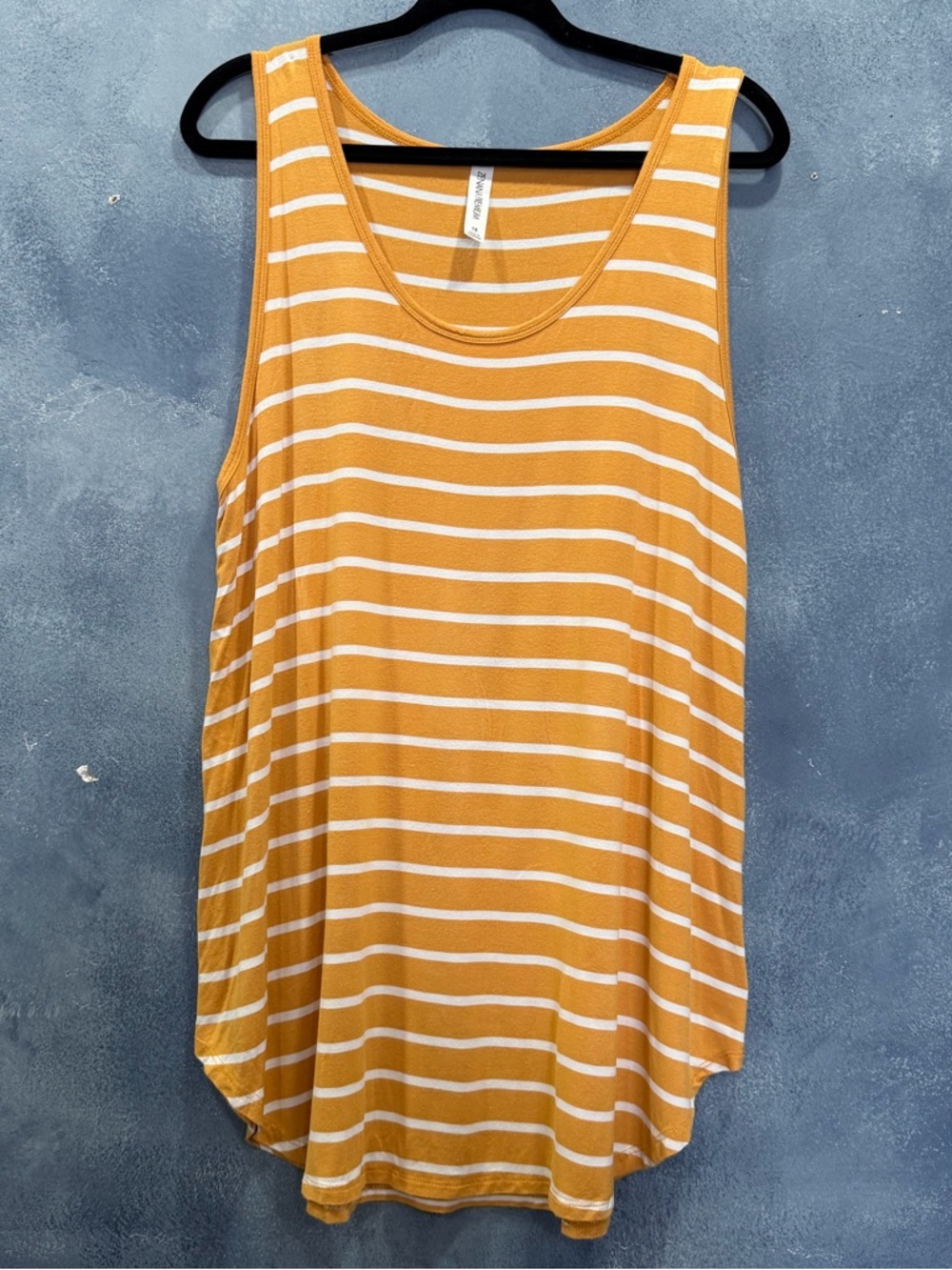 Zenana Premium Mustard Yellow & White Striped Tank Top 1X
